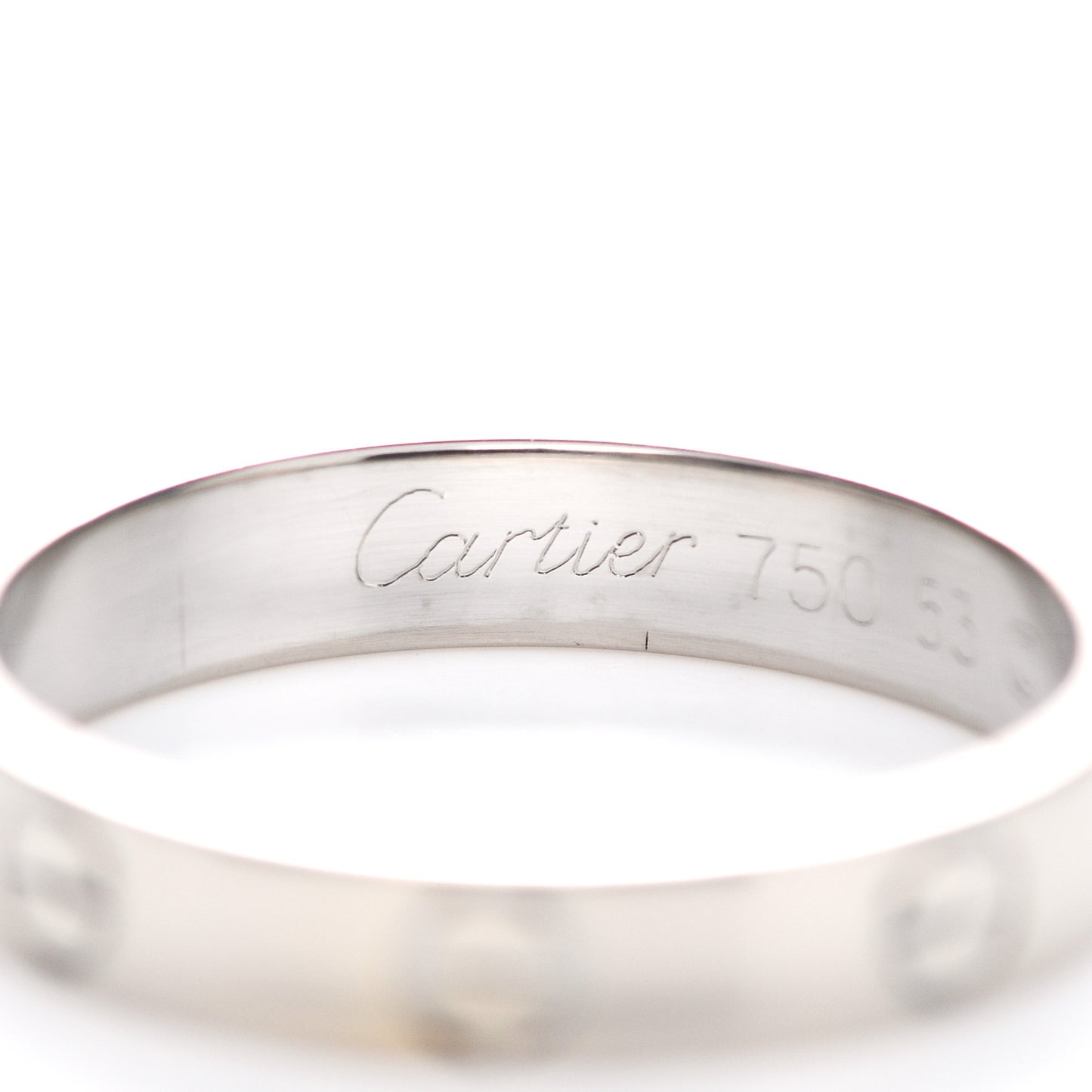 18K White Gold 3.5mm LOVE Wedding Band Ring 53 6.5