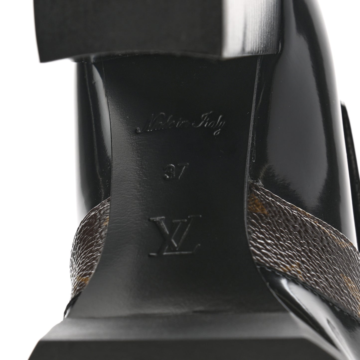 Glazed Calfskin Monogram Embellished Star Trail Ankle Boots 37 Black