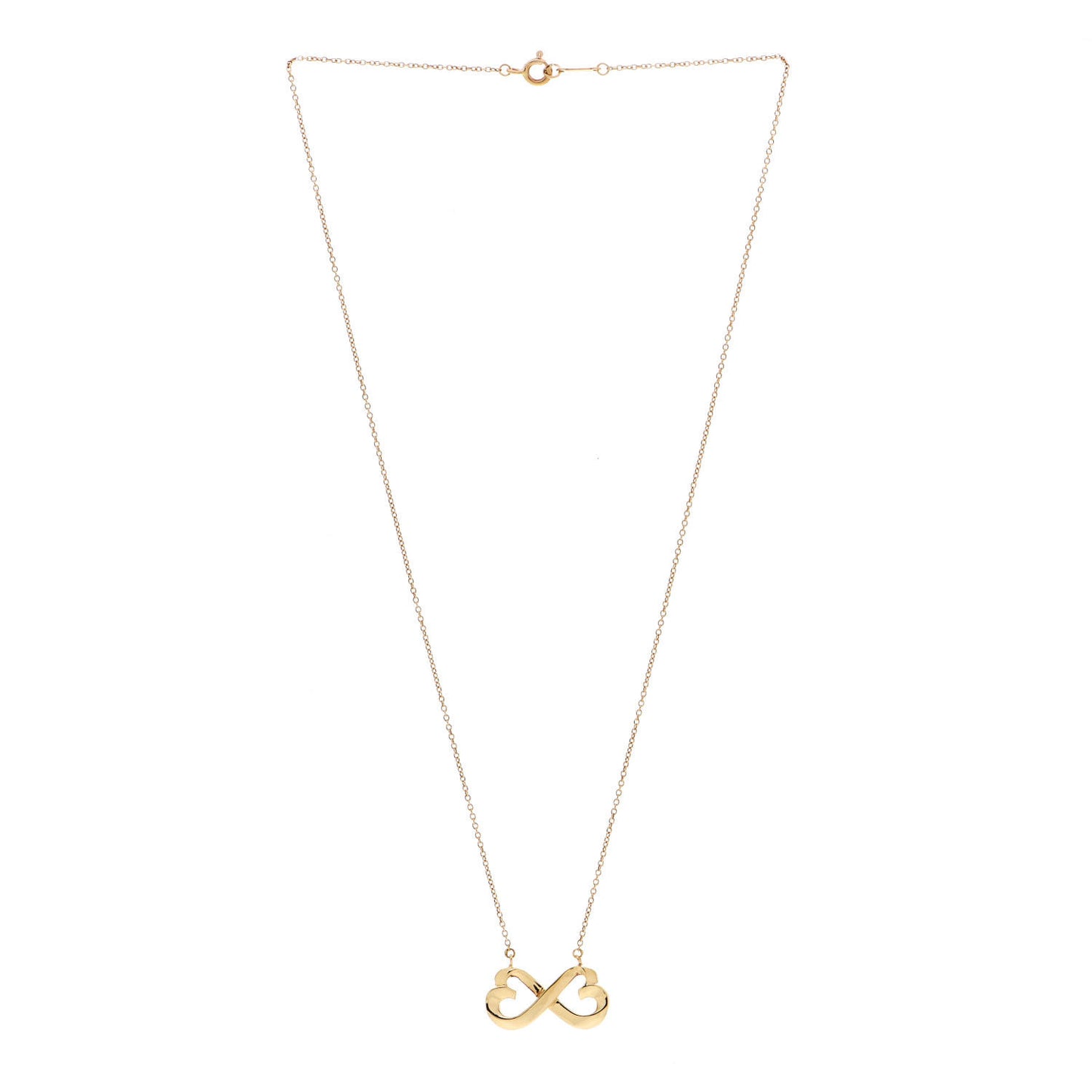 18K Yellow Gold Paloma Picasso Double Loving Heart Pendant Necklace