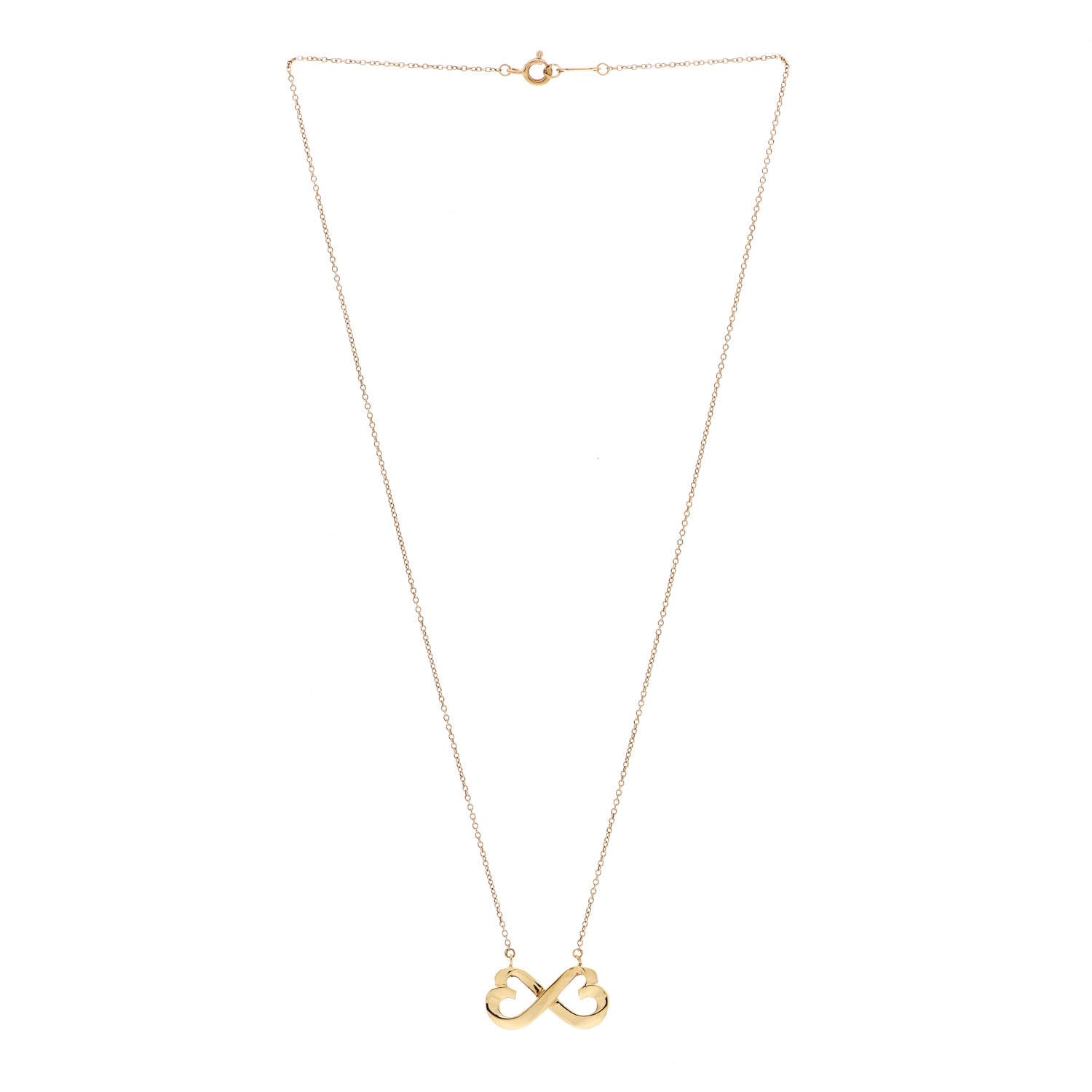 Tiffany 18K Yellow Gold Paloma Picasso Double Loving Heart Pendant Necklace 2 of 3