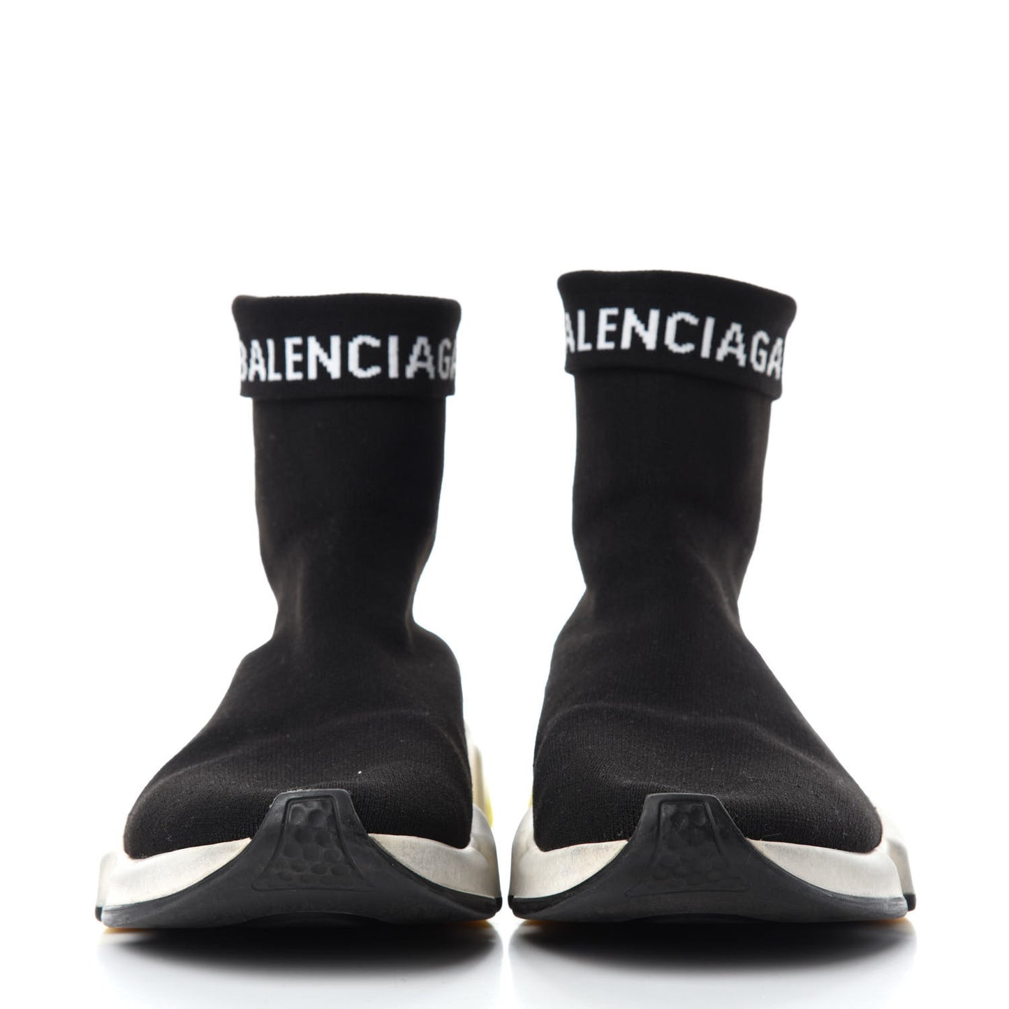 Neoprene Knit Mens Speed Cuffed Sneakers 40 Black White Yellow Fluo