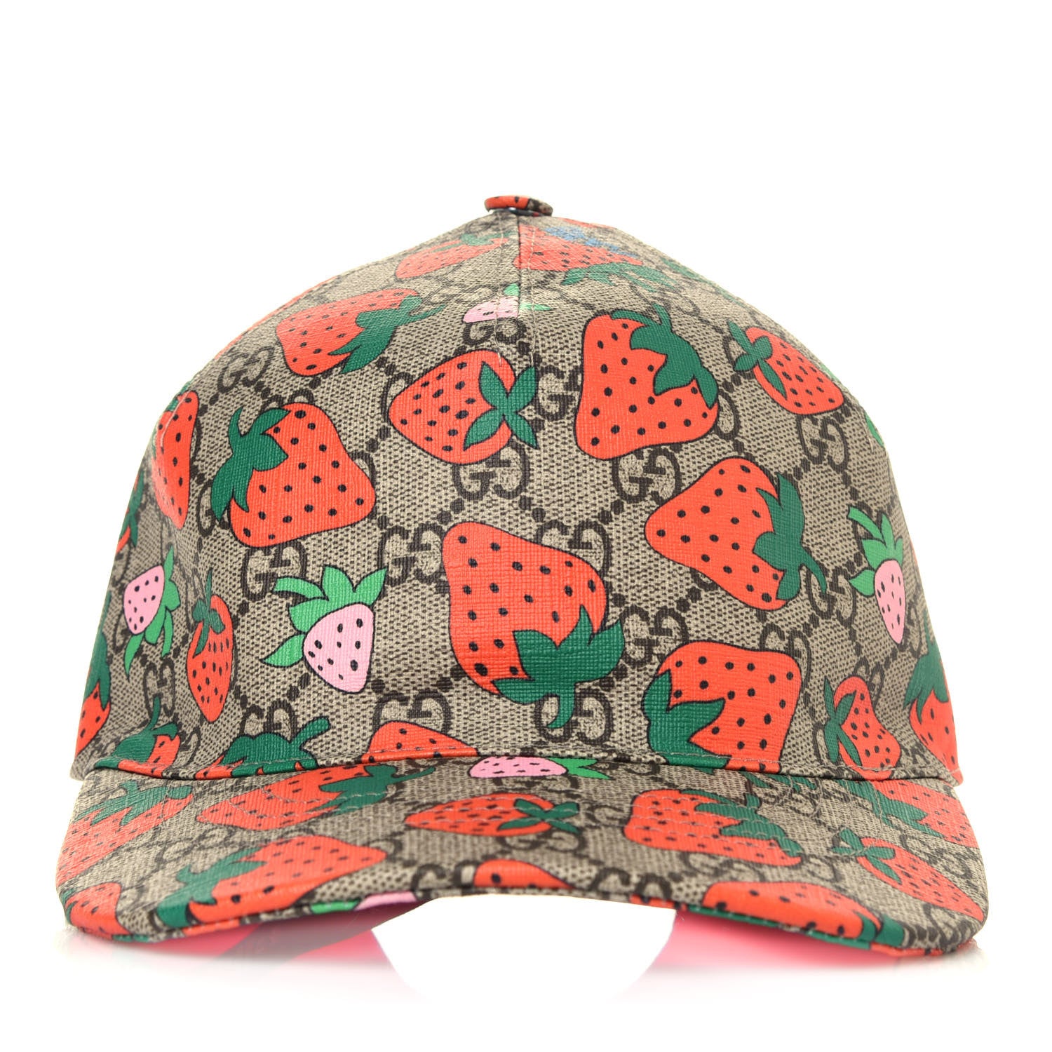 Gucci GG Supreme Monogram Strawberry Baseball Hat M Beige 2 of 7