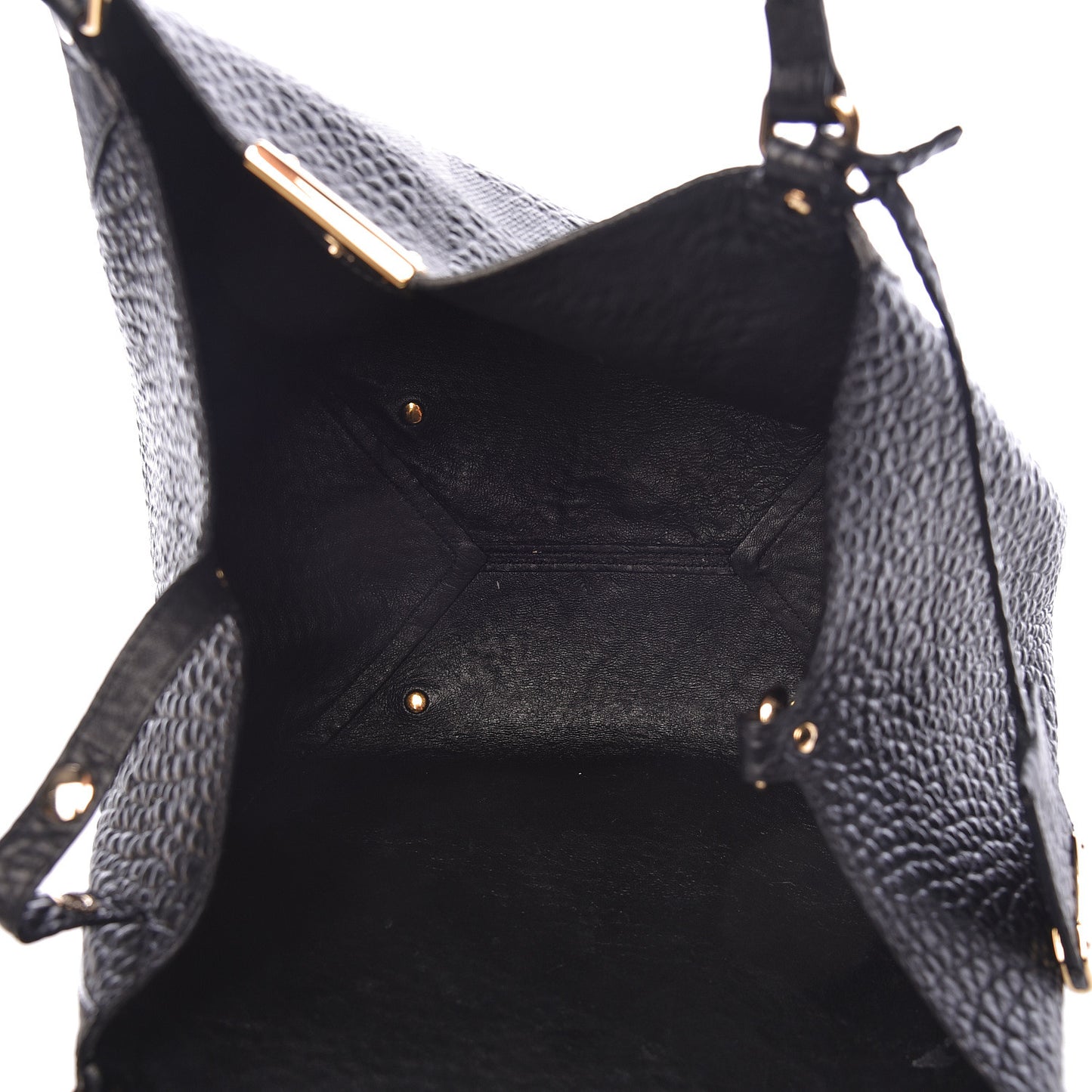 Signature Grain Calfskin Check Embossed Small Canterbury Tote Black