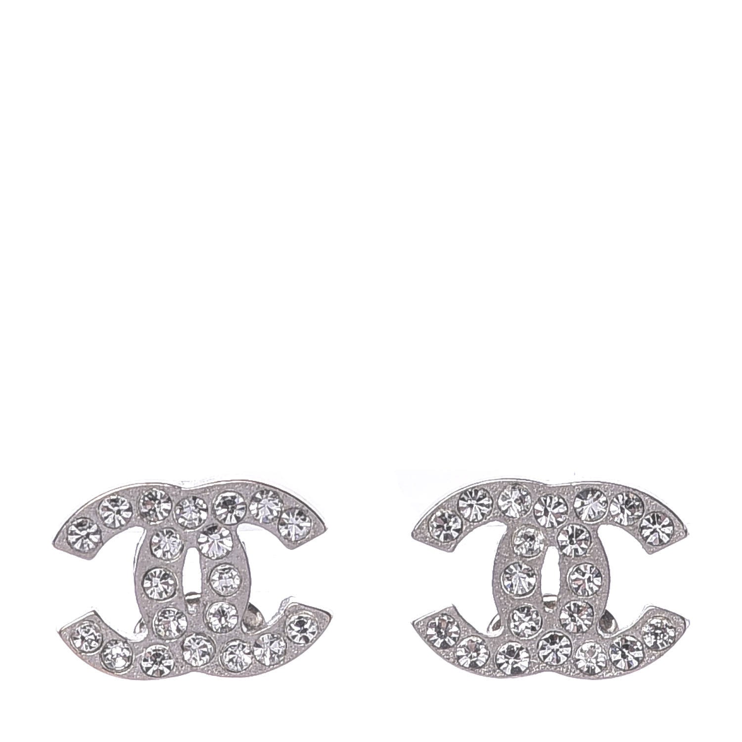 Chanel Crystal Mini Timeless CC Earrings Silver 1 of 4