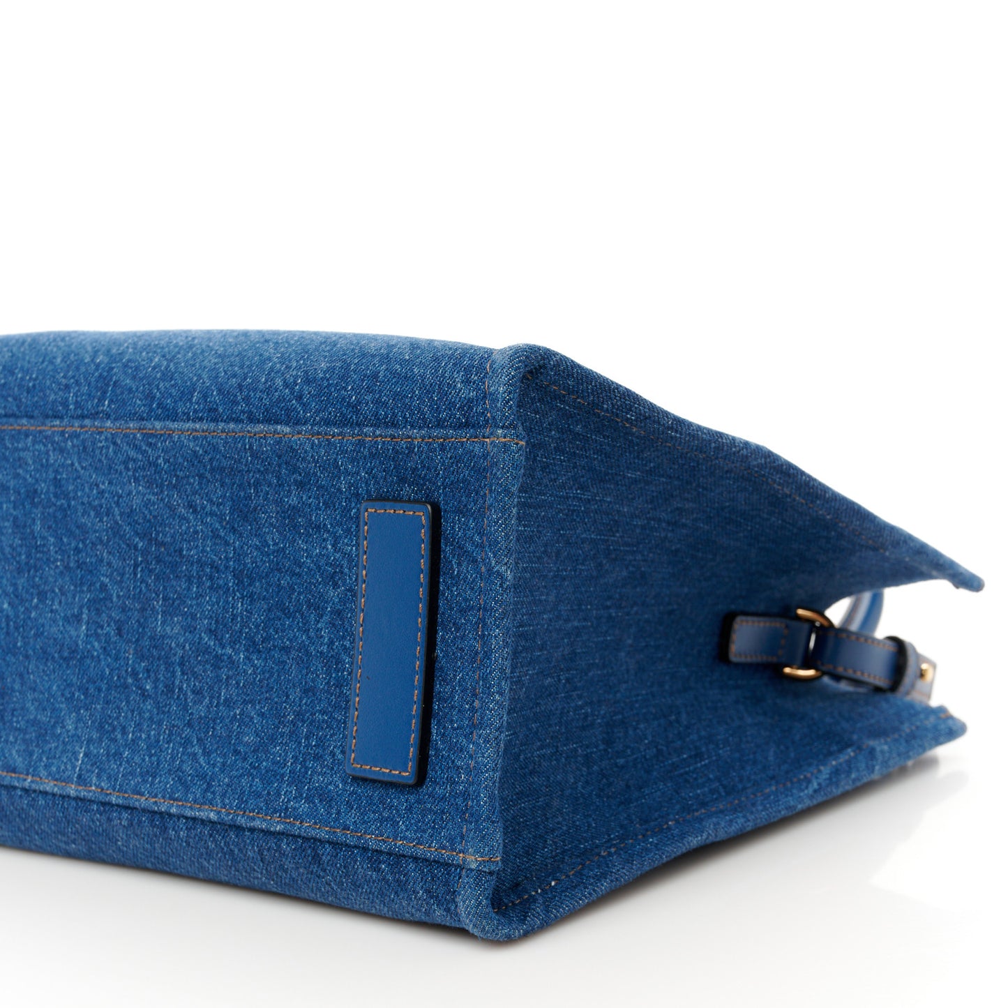 Denim Calfskin La Medusa Small Tote Bag Blue