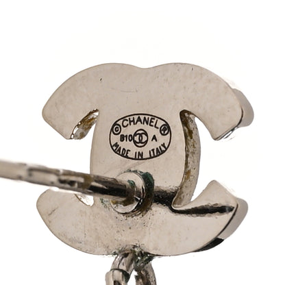 Chanel Crystal Pearl CC Drop Earrings Silver 4 of 5