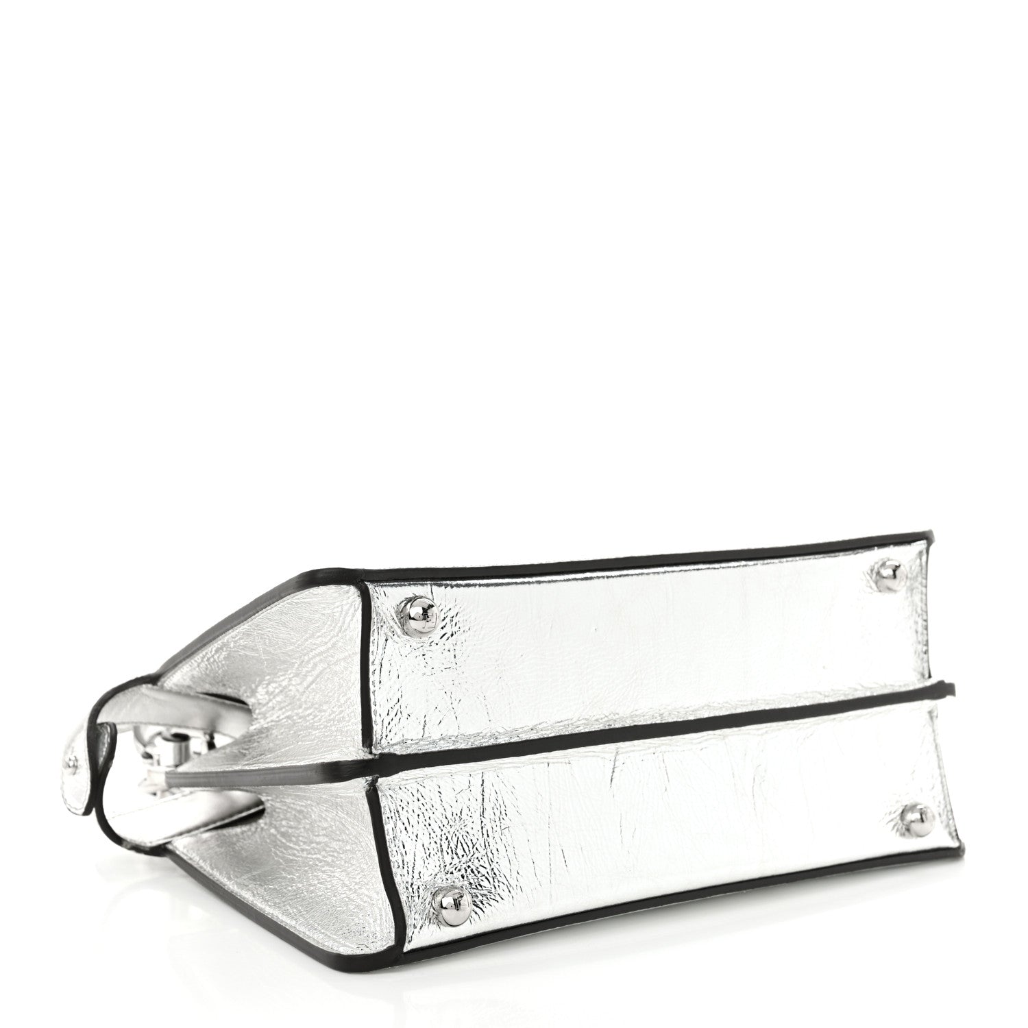 Fendi Rock Millenium Laminata Small Peekaboo I SEE U Satchel Argento 4 of 12