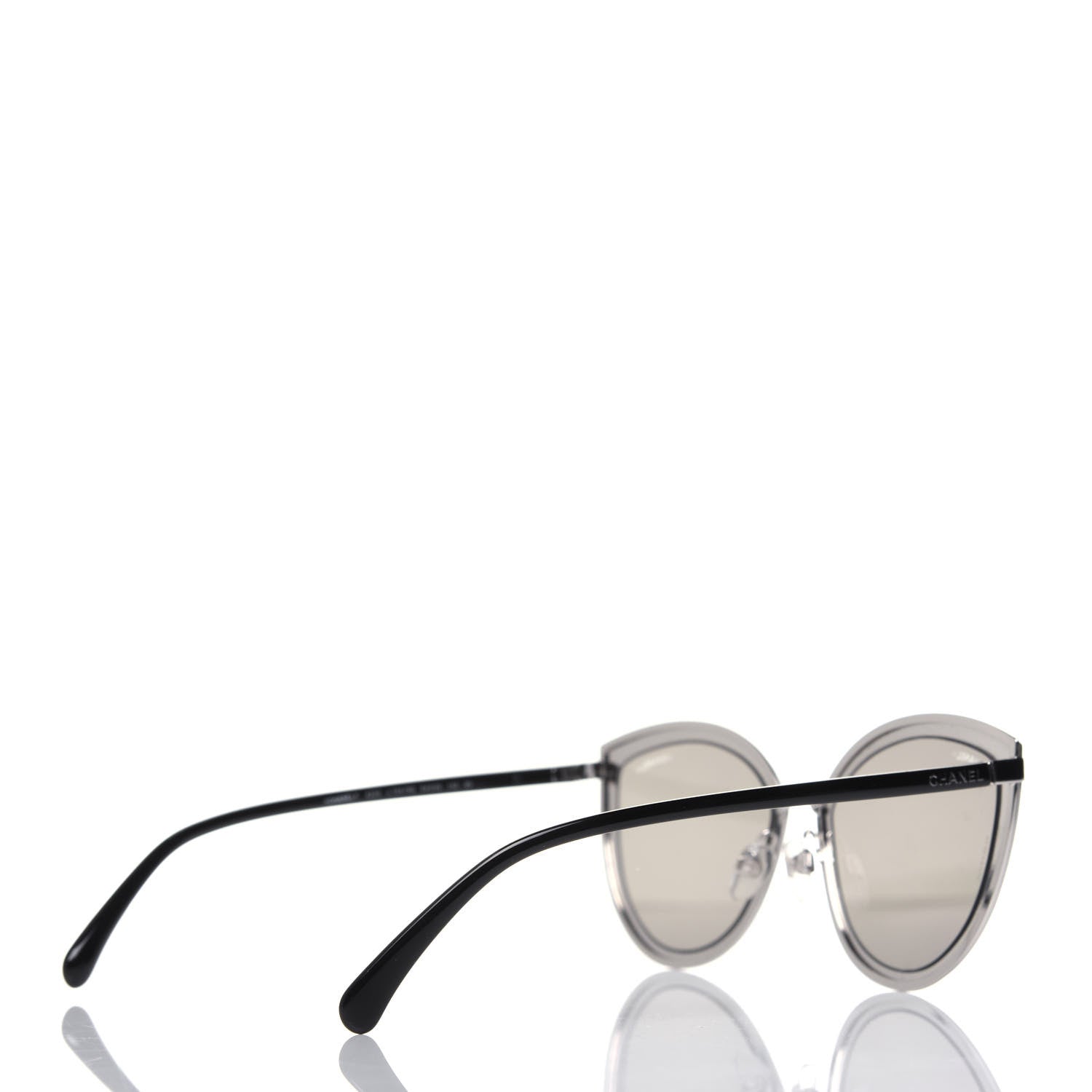 Chanel Metal Cat Eye Sunglasses 4222 Silver Black 4 of 8