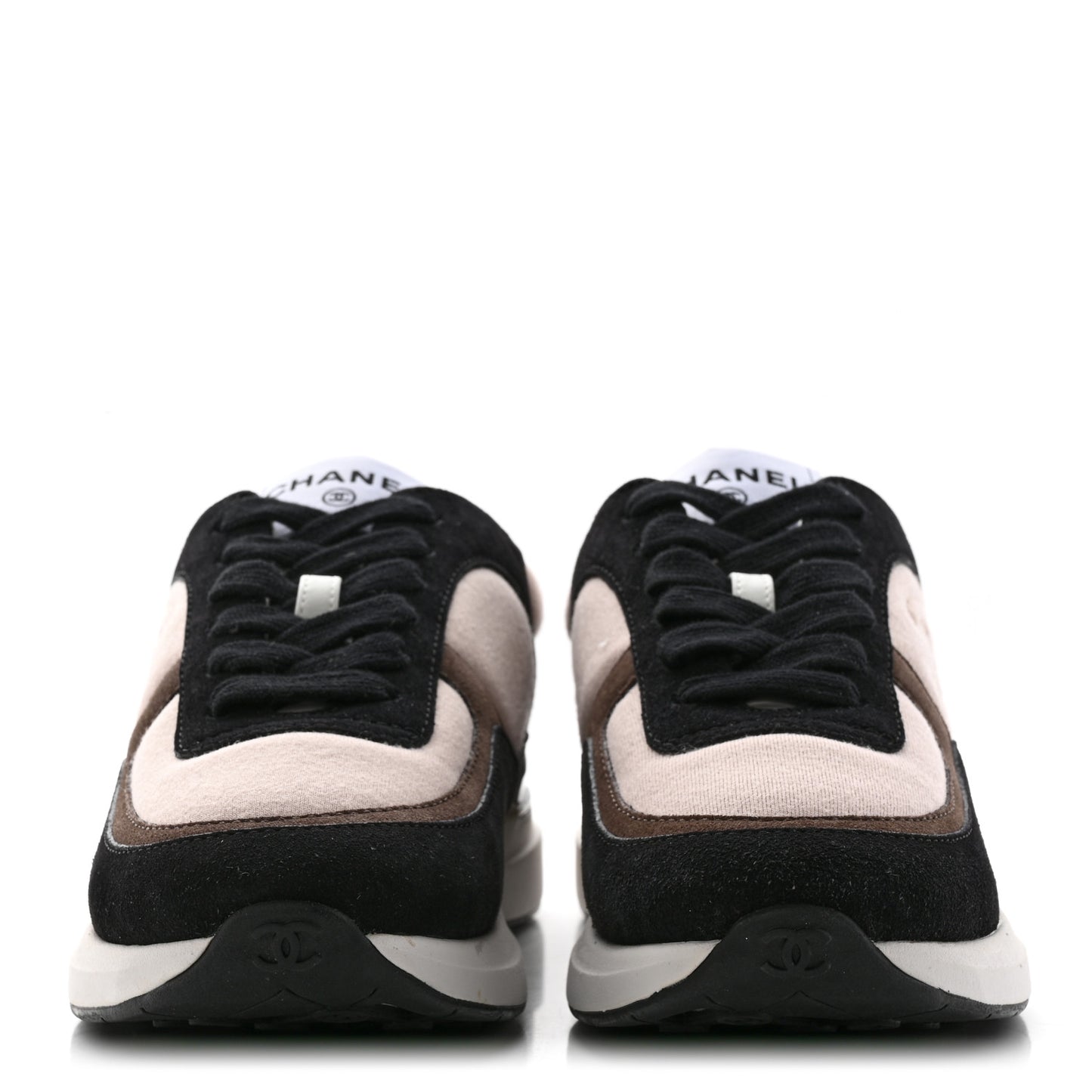 Suede Calfskin Fabric CC Sneakers 36 Dark Grey Light Pink
