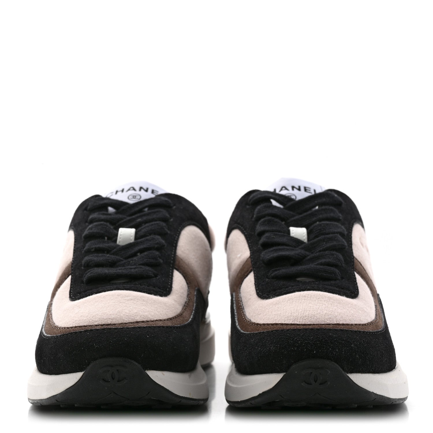 Chanel Suede Calfskin Fabric CC Sneakers 36 Dark Grey Light Pink 2 of 14
