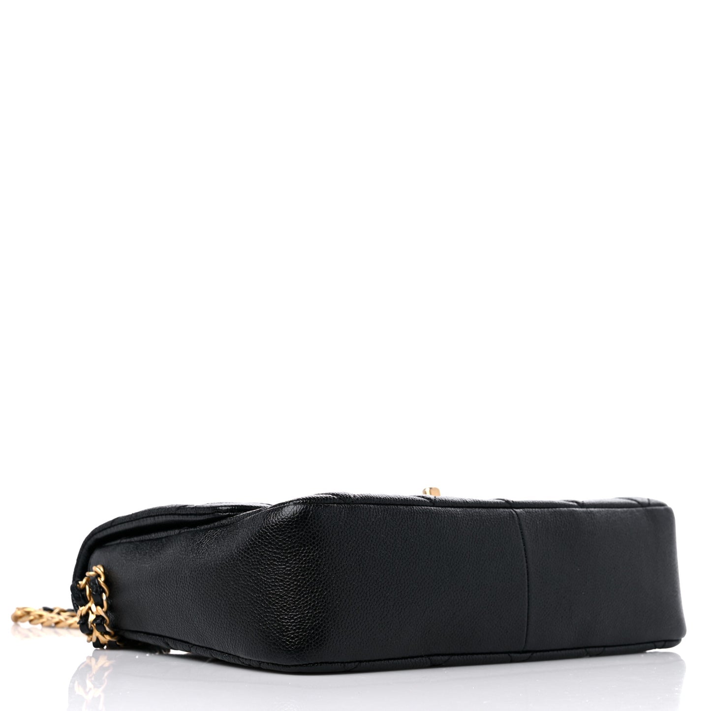 Shiny Caviar Quilted Large Chain Melody Flap Black