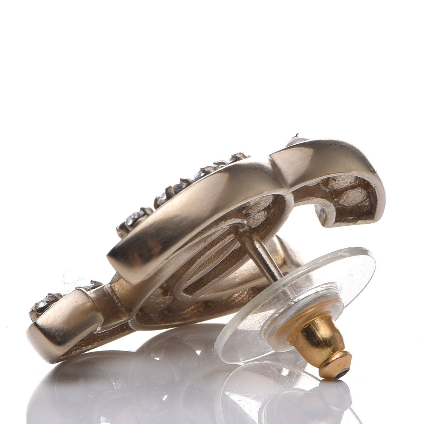 Crystal Pearl CC Earrings Light Gold