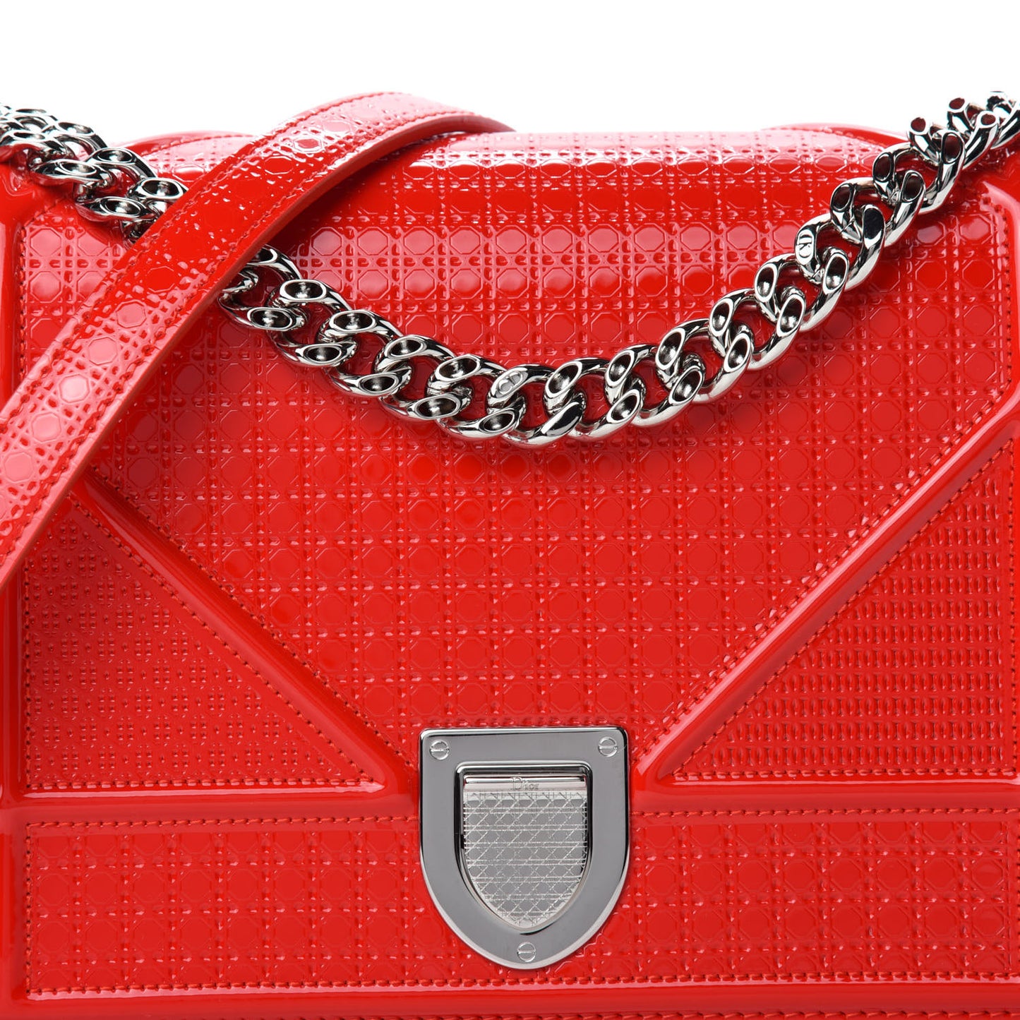 Patent Micro-Cannage Medium Diorama Flap Bag Red