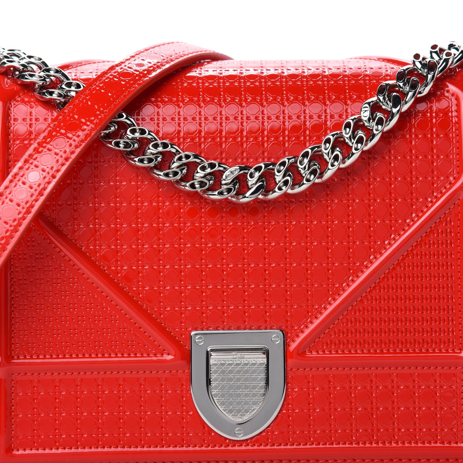 Christian Dior Patent Micro-Cannage Medium Diorama Flap Bag Red 11 of 11