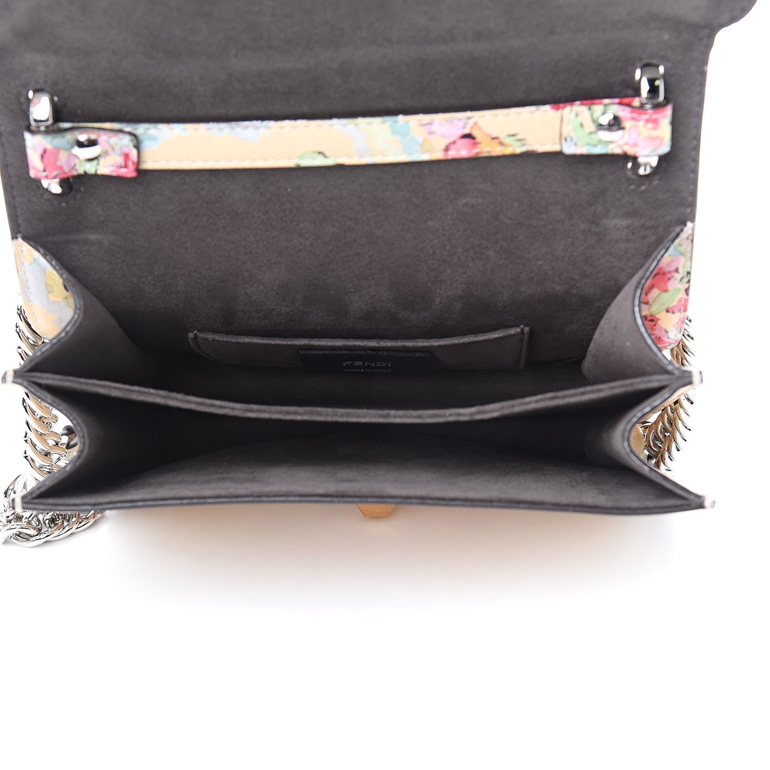 Fendi Vitello Marie Antoinette Print Scalloped Mix Studded Small Kan I Shoulder Bag Panna Multicolor 5 of 10