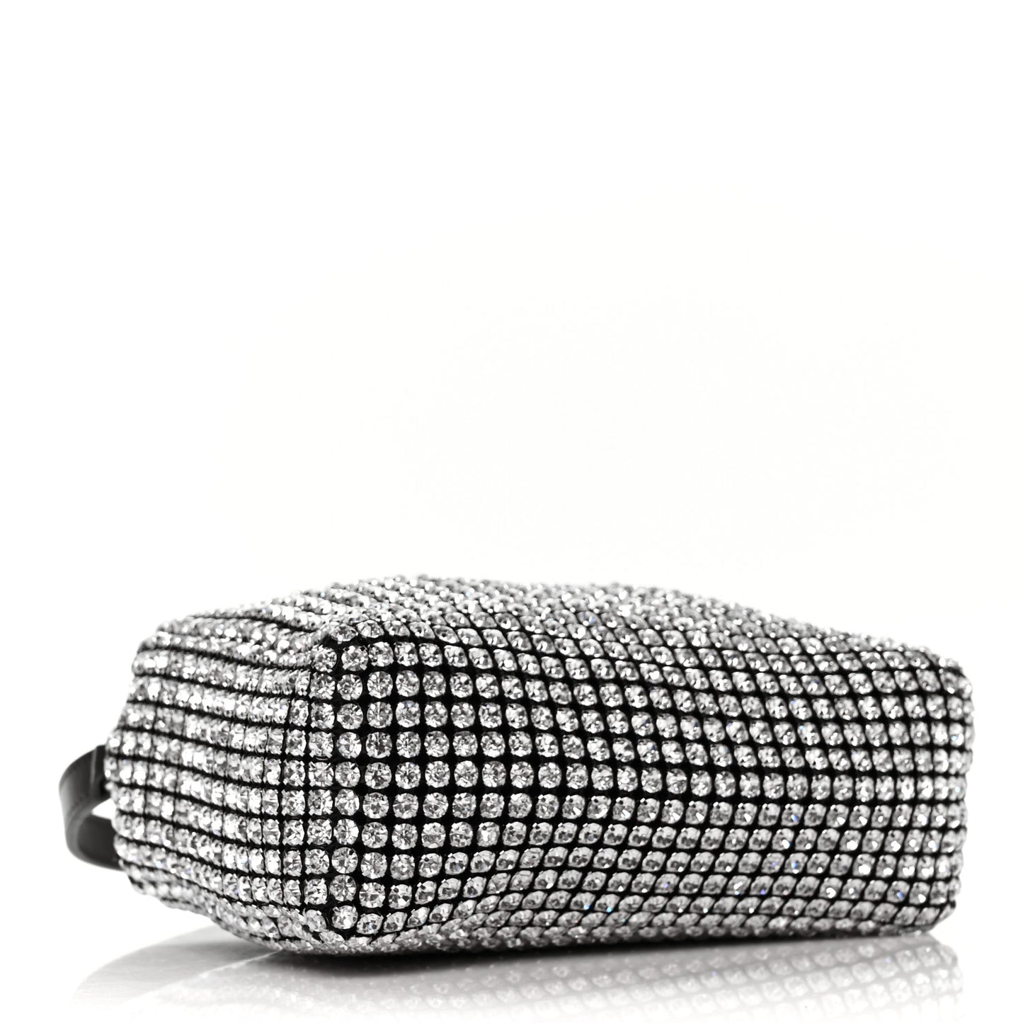 Mesh Crystal Rhinestone Mini Heiress Pouch Black Silver
