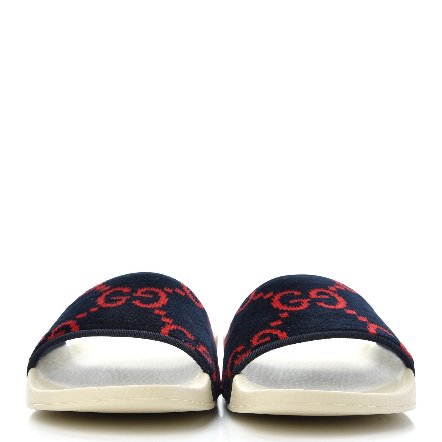 Gucci Terry Cloth GG Monogram Slide Sandals 39 Blue Red 2 of 8