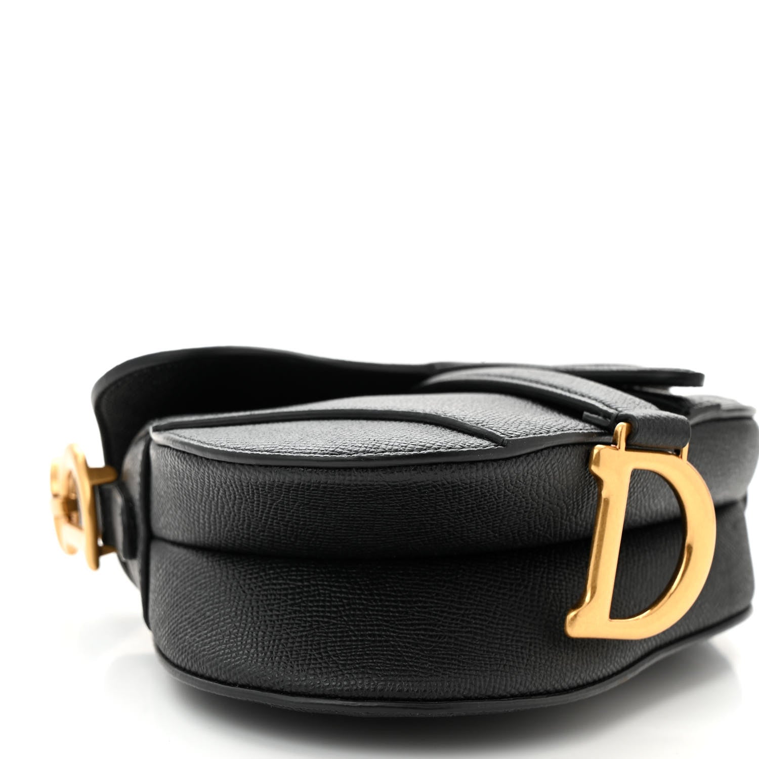 Christian Dior Grained Calfskin Mini Saddle Bag With Strap Black 9 of 10