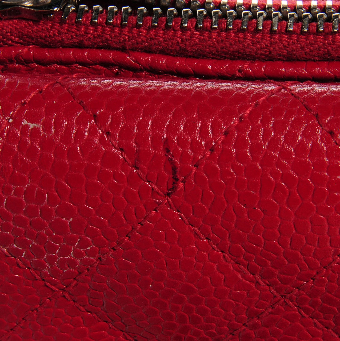 Caviar Quilted Coin Purse Red