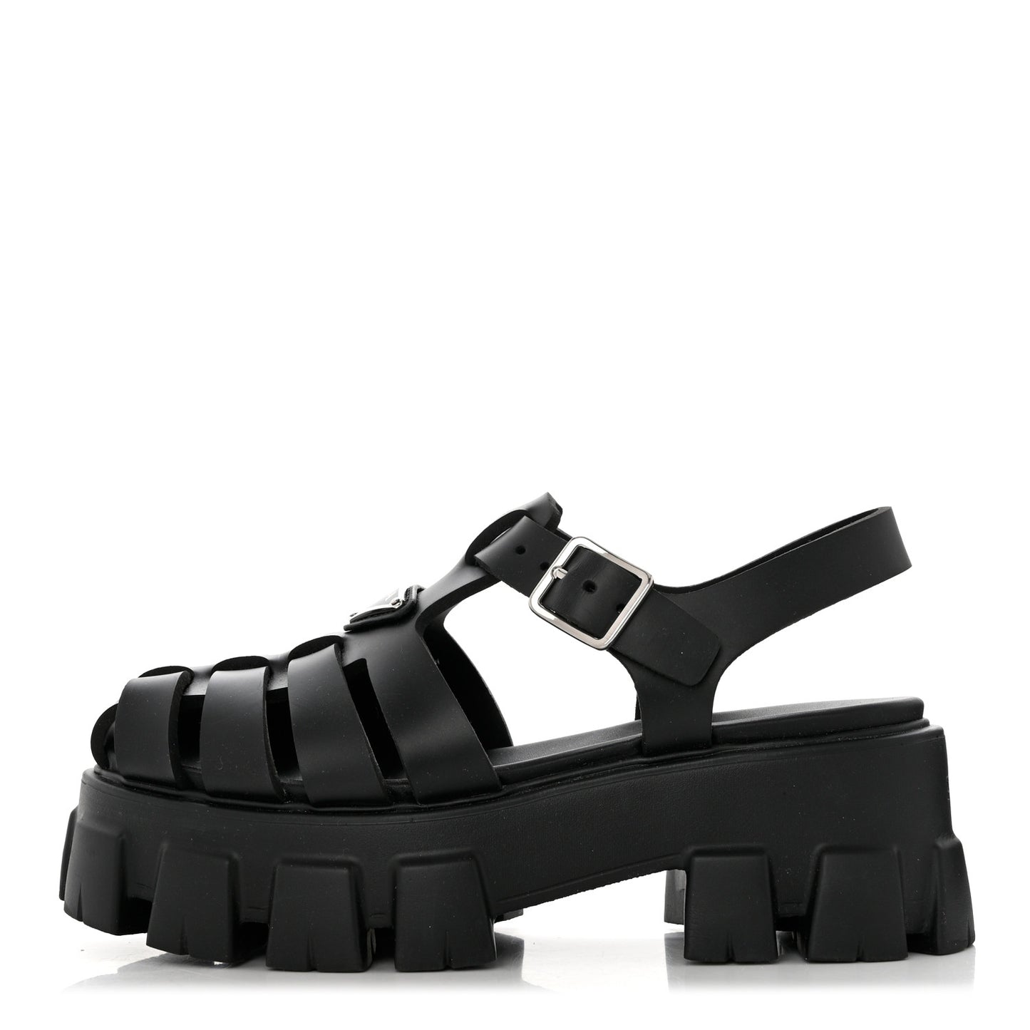 Foam Rubber Triangle Logo Monolith 55mm Cage Sandals 37 Black