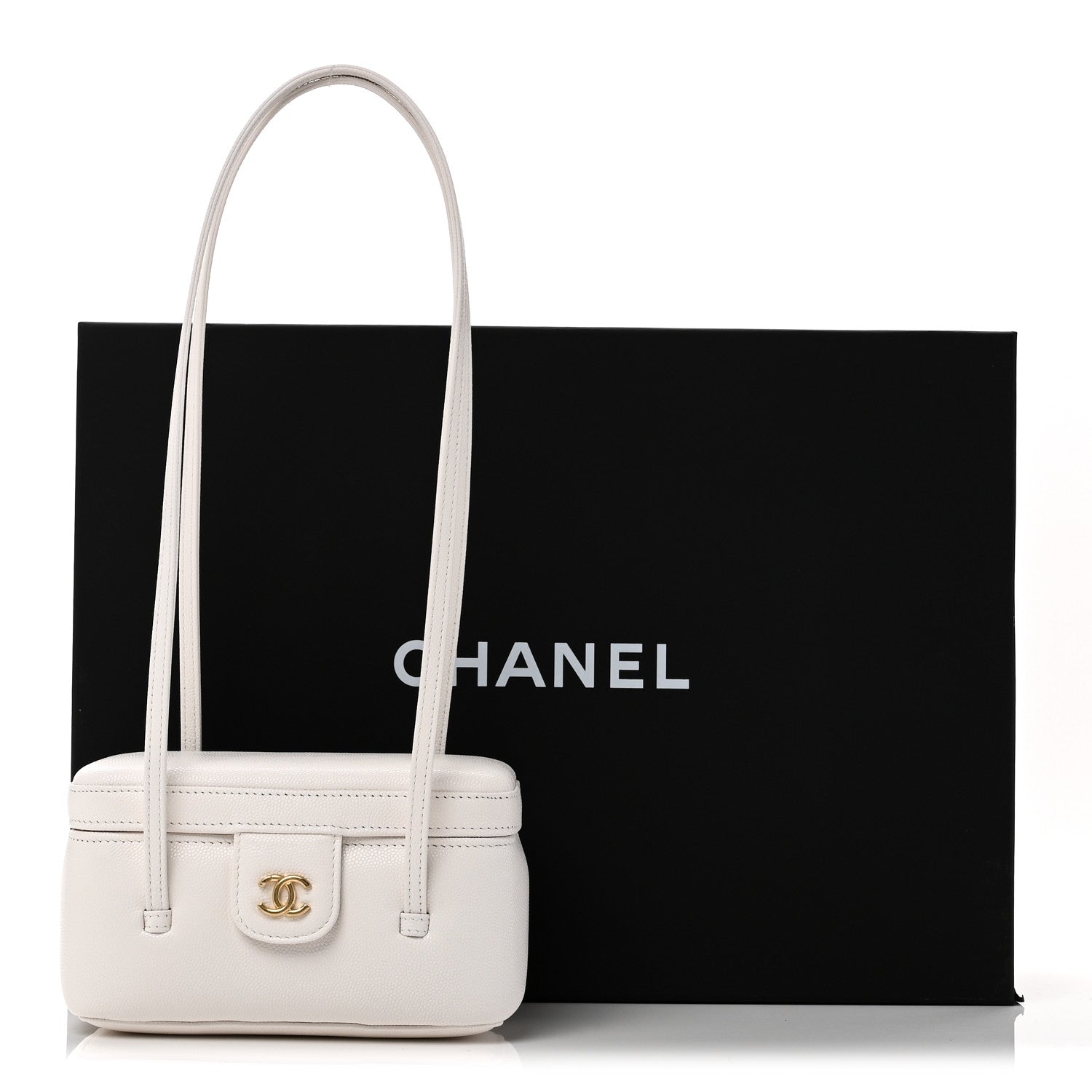 Chanel Shiny Caviar Preppy Coco Long Vanity With Strap White 12 of 12