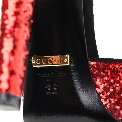Gucci Glitter Suede Galactica Super Kid Platform Sandals 36 Red 7 of 10