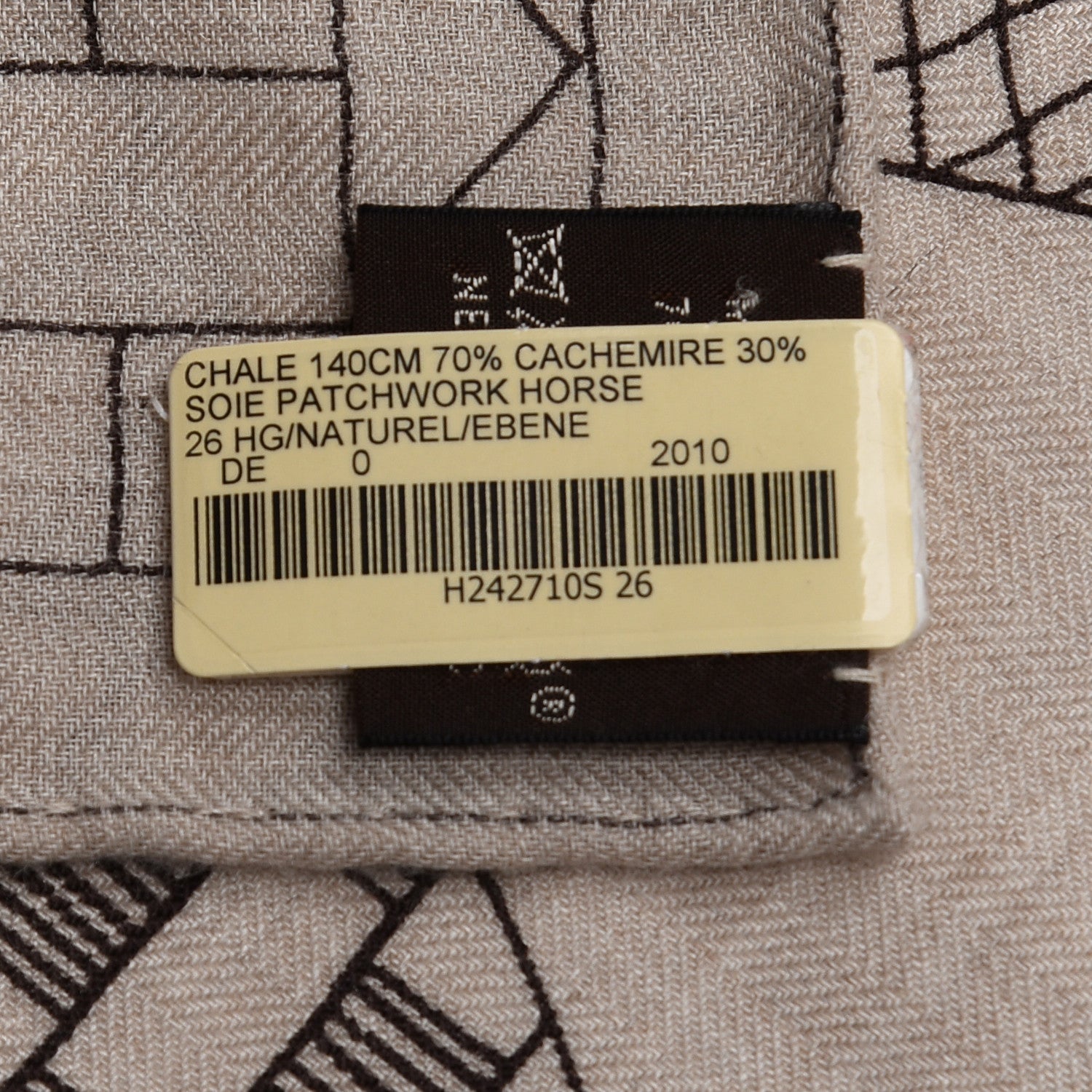 Hermes Cashmere Silk Patchwork Horse Shawl 140 Naturel Ebene 6 of 6