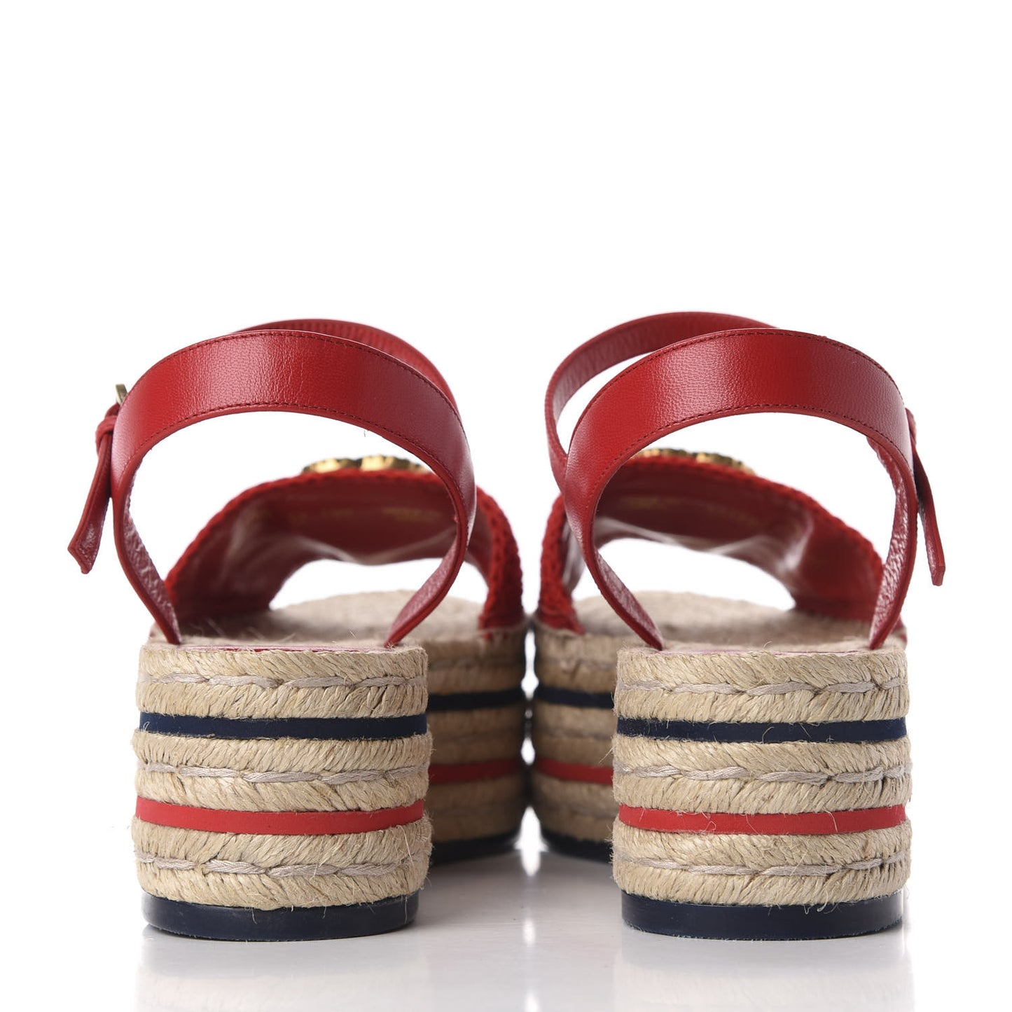 Cotton Malaga Kid Crochet Pearly GG Lilibeth Espadrille Platform Sandals 39 Hibiscus Red