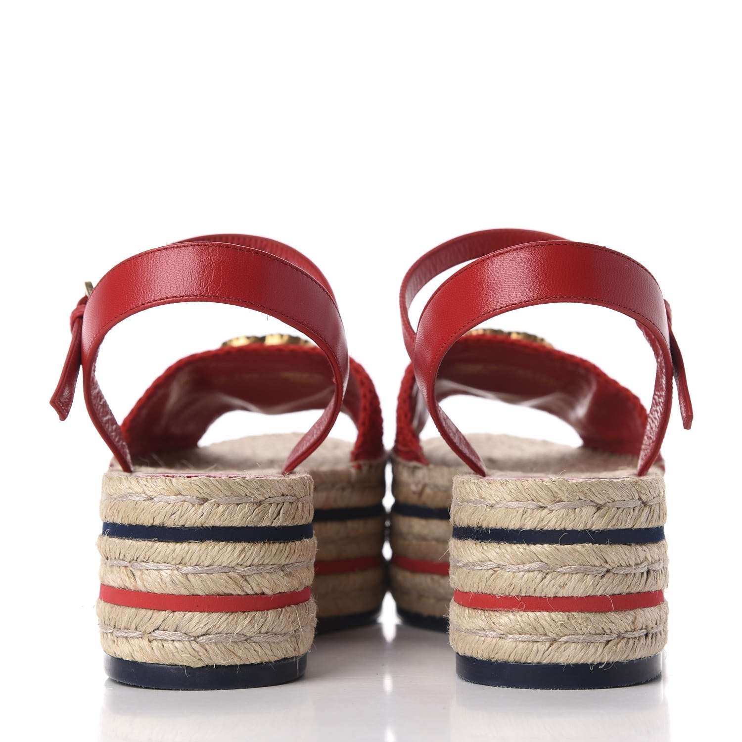 Gucci Cotton Malaga Kid Crochet Pearly GG Lilibeth Espadrille Platform Sandals 39 Hibiscus Red 7 of 13