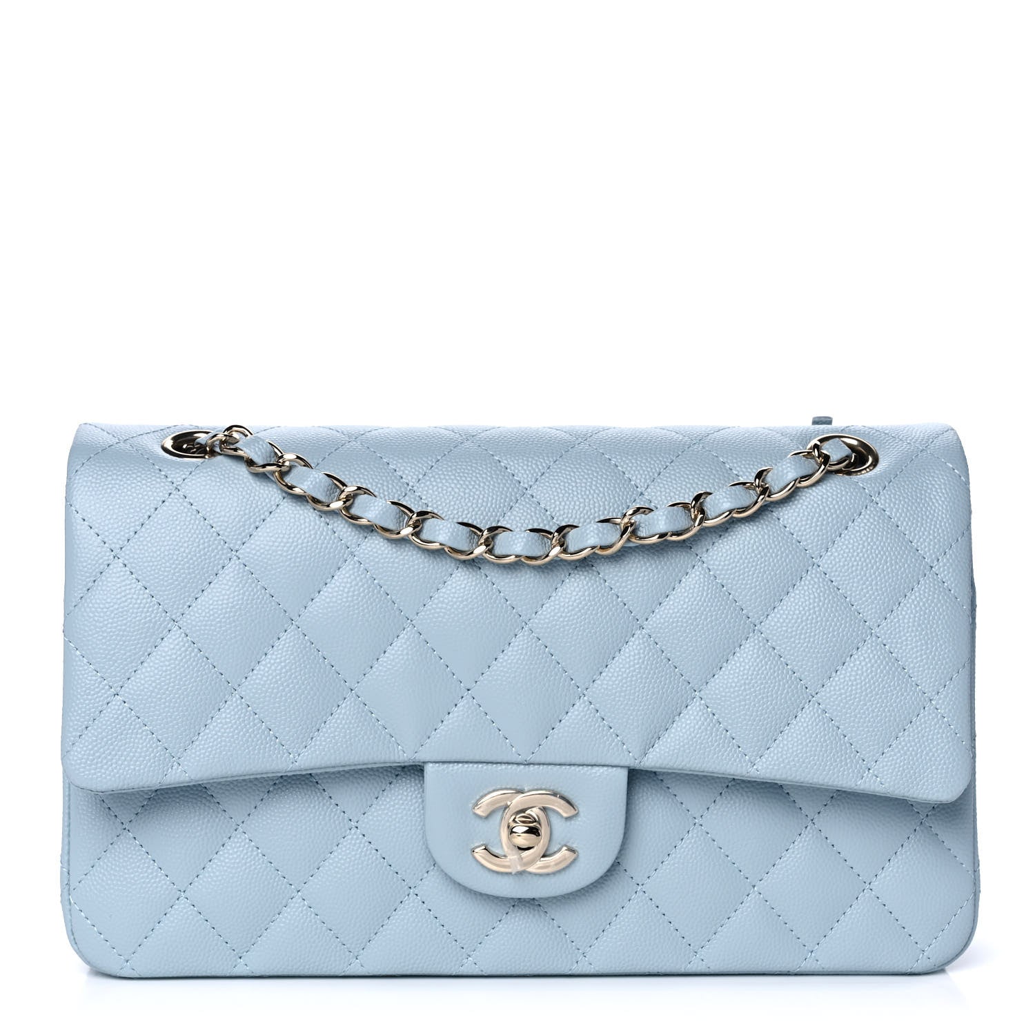 Chanel Caviar Quilted Medium Double Flap Light Blue 1 of 10