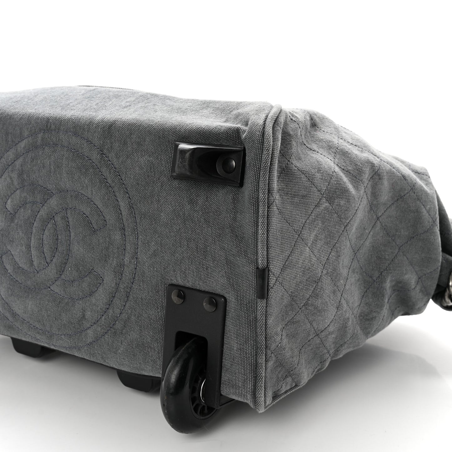 Washed Toile Calfskin Quilted Trolley Black