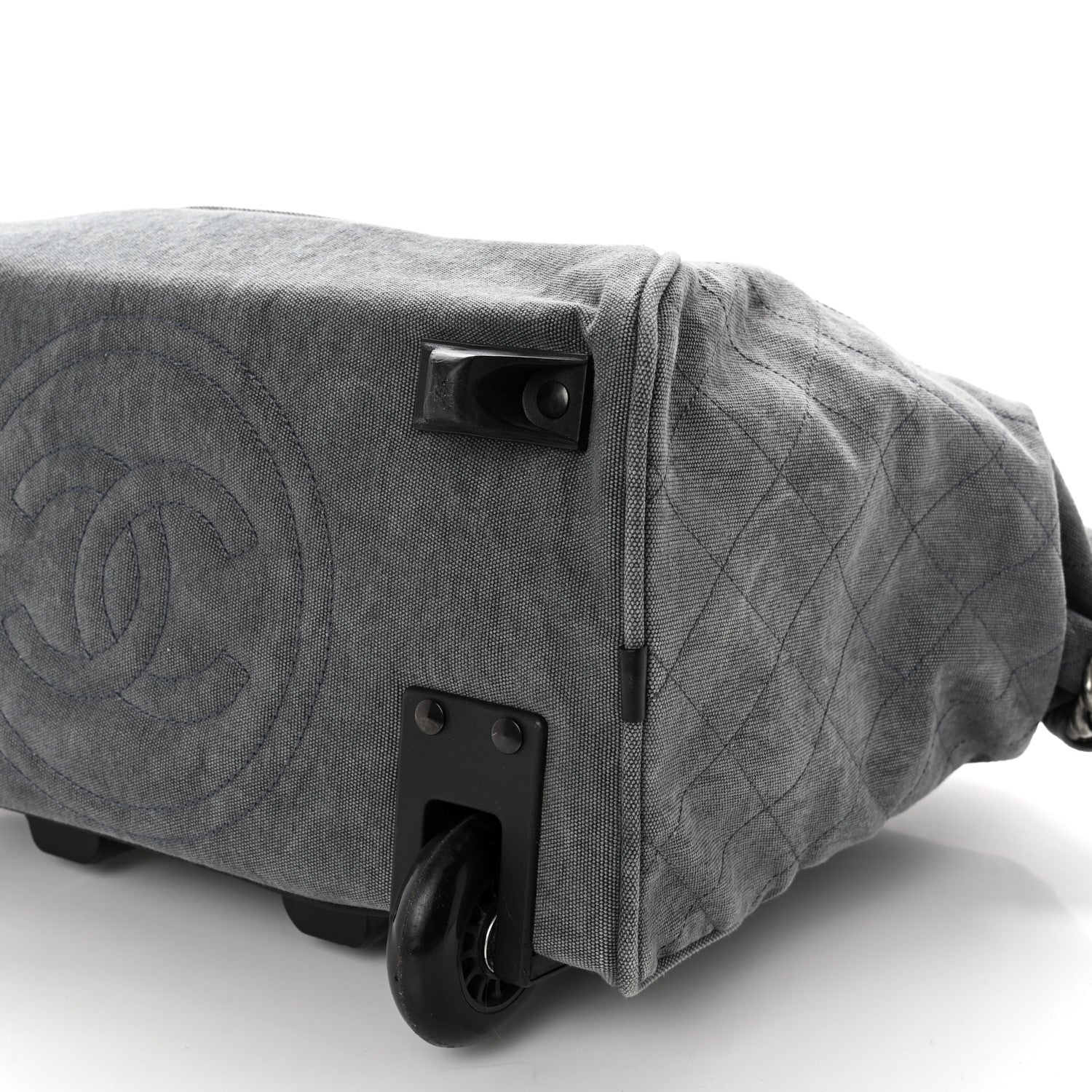 Chanel Washed Toile Calfskin Quilted Trolley Black 10 of 10