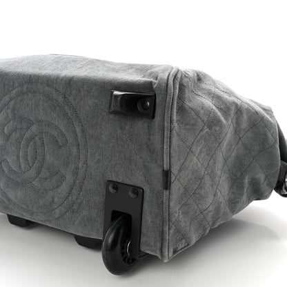Chanel Washed Toile Calfskin Quilted Trolley Black 10 of 10