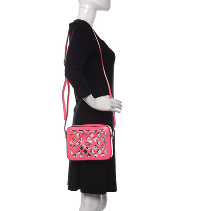 Gucci Canvas Calfskin Flora Infinity Cutout Shoulder Bag Fuchsia 2 of 10