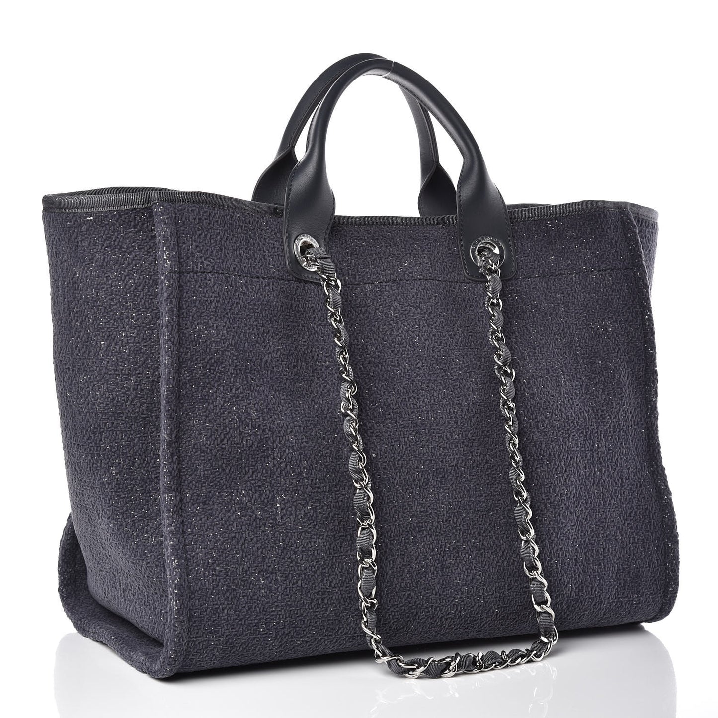 Lurex Boucle Medium Deauville Tote Grey