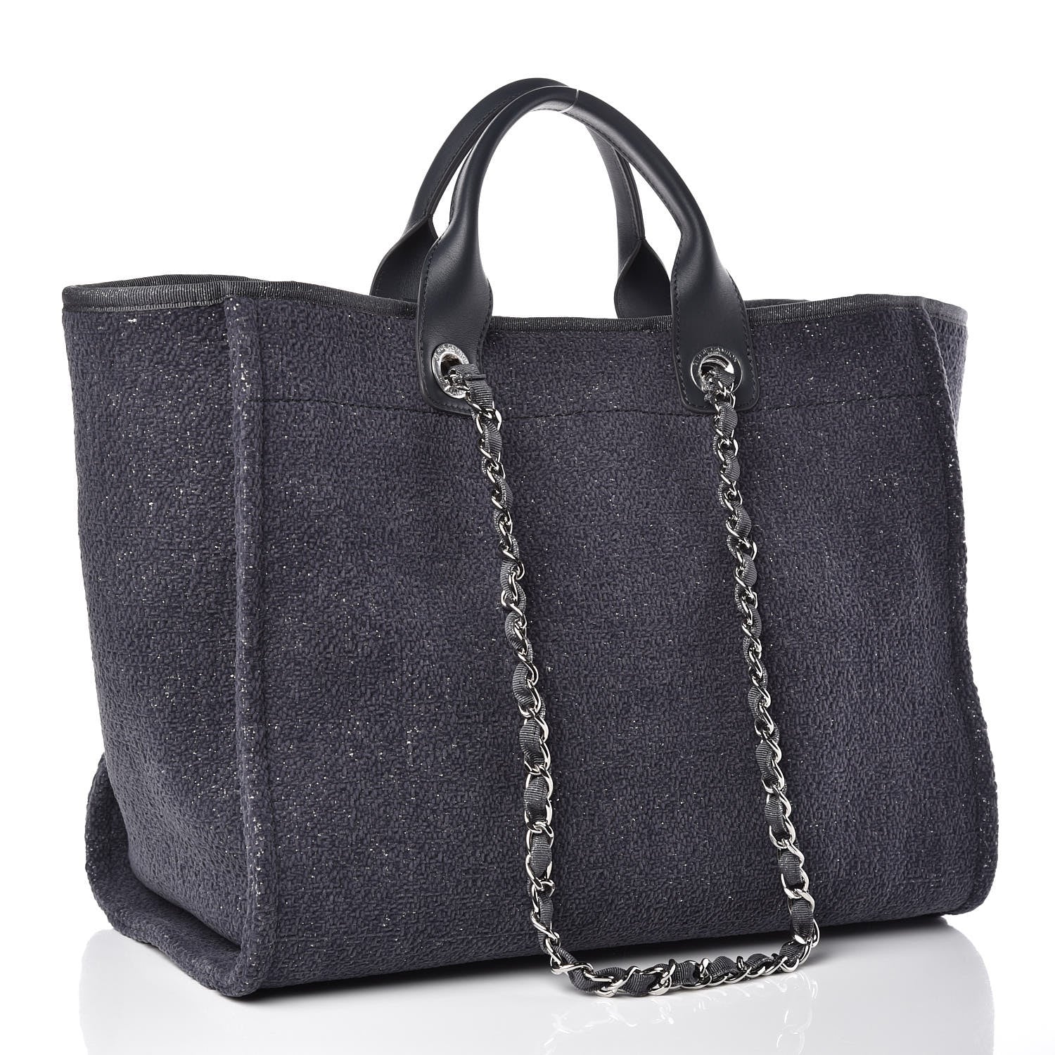 Chanel Lurex Boucle Medium Deauville Tote Grey 3 of 7