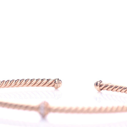 David Yurman 18K Rose Gold Diamond 3mm Renaissance Center Station Bracelet 4 of 5