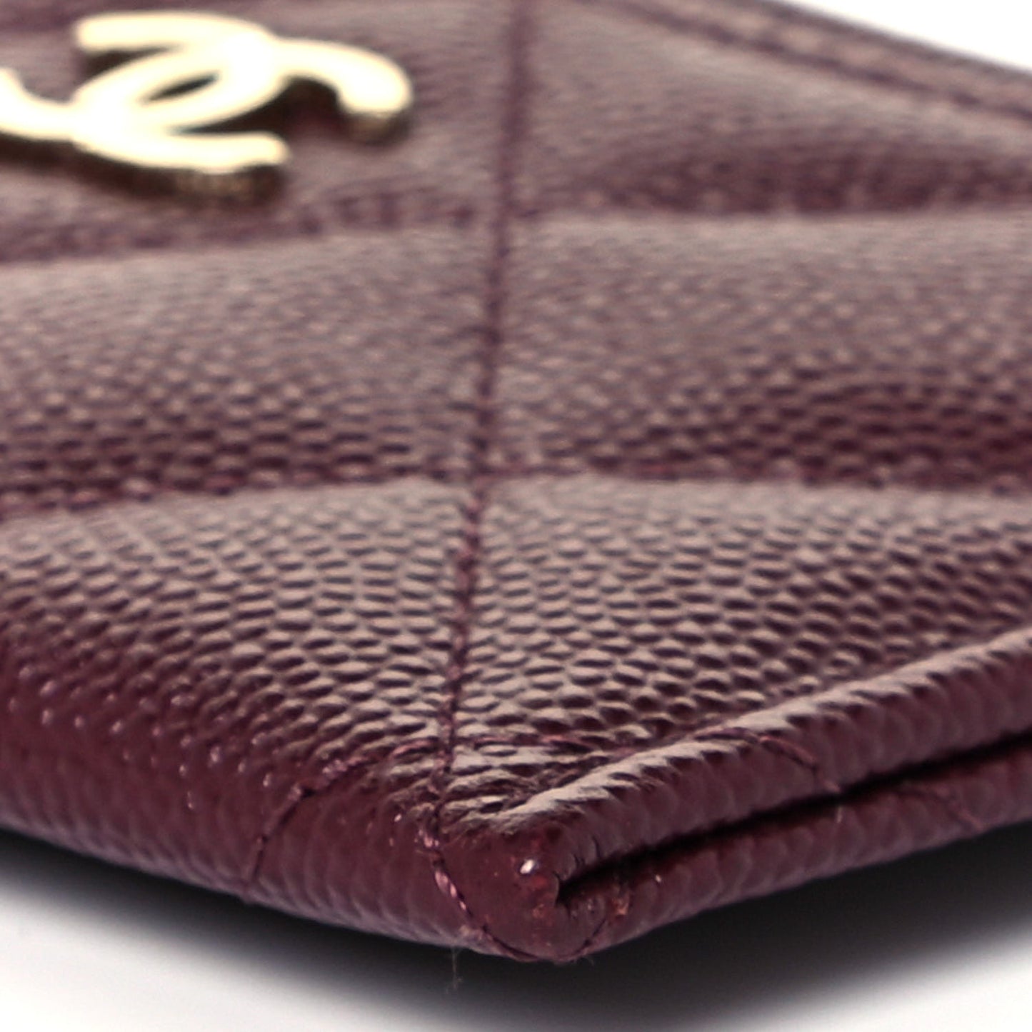 Caviar Quilted Card Holder Burgundy