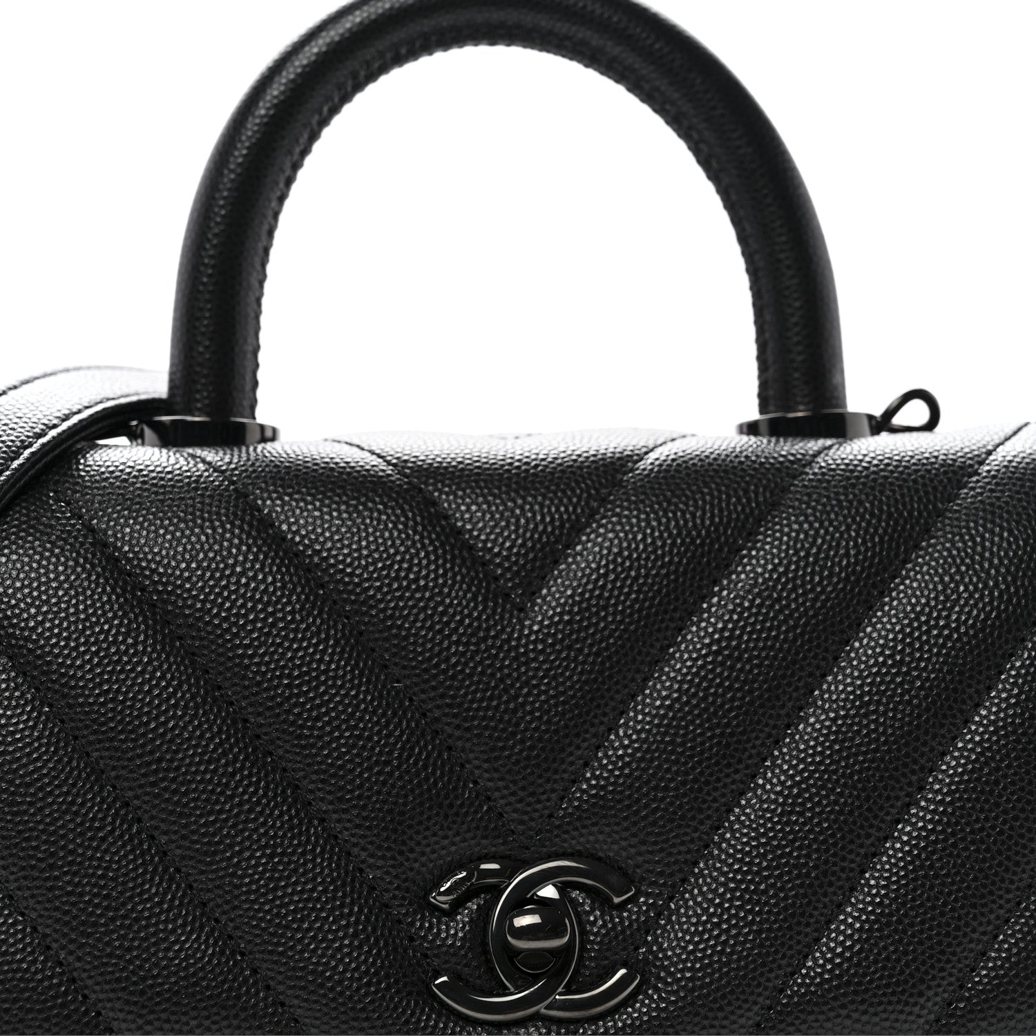 Chanel Caviar Chevron Quilted Extra Mini Coco Handle Flap So Black 8 of 11