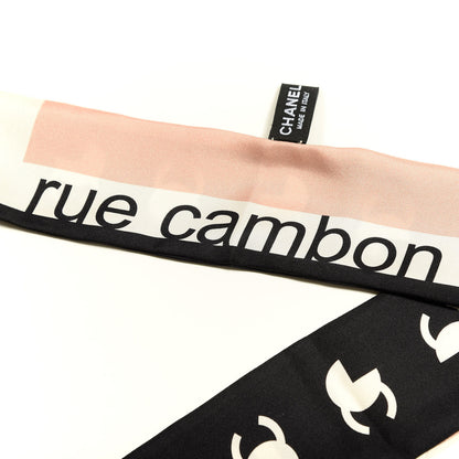 Chanel Silk 31 Rue Cambon CC Slim Bandeau Scarf Ecru Pink Black 3 of 4