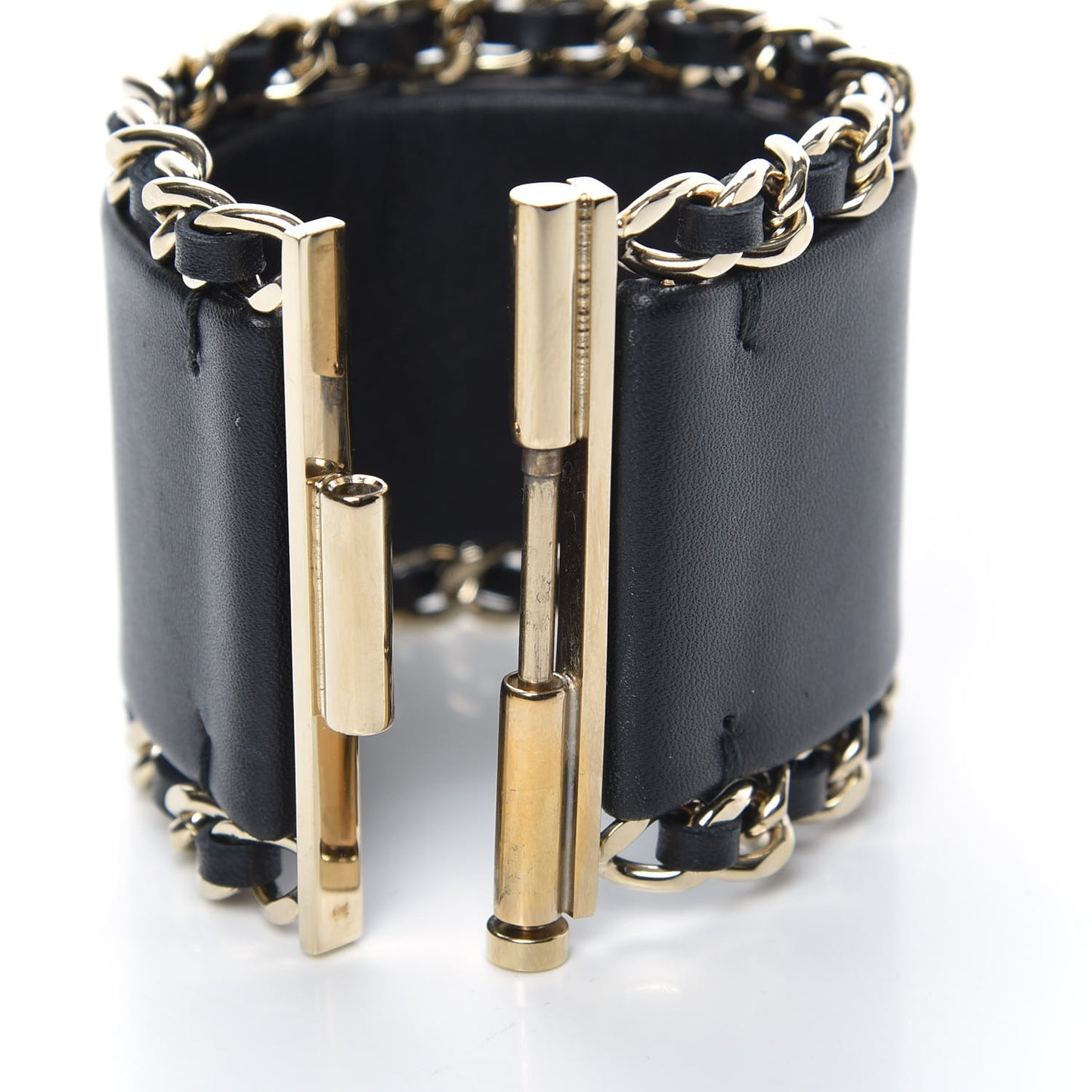 Lambskin Chain CC Cuff Black Gold