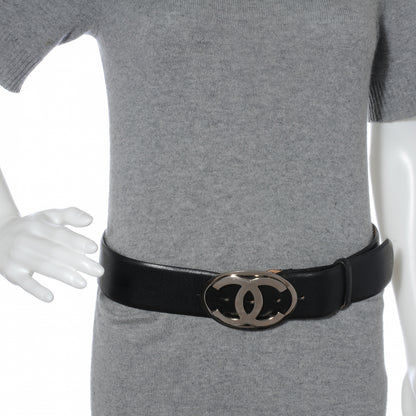 Chanel Leather CC Logo Belt 95 38 Black 2 of 5