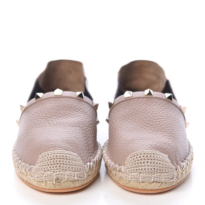 Valentino Garavani Pebbled Calfskin Rockstud Espadrilles 37 Poudre 2 of 9
