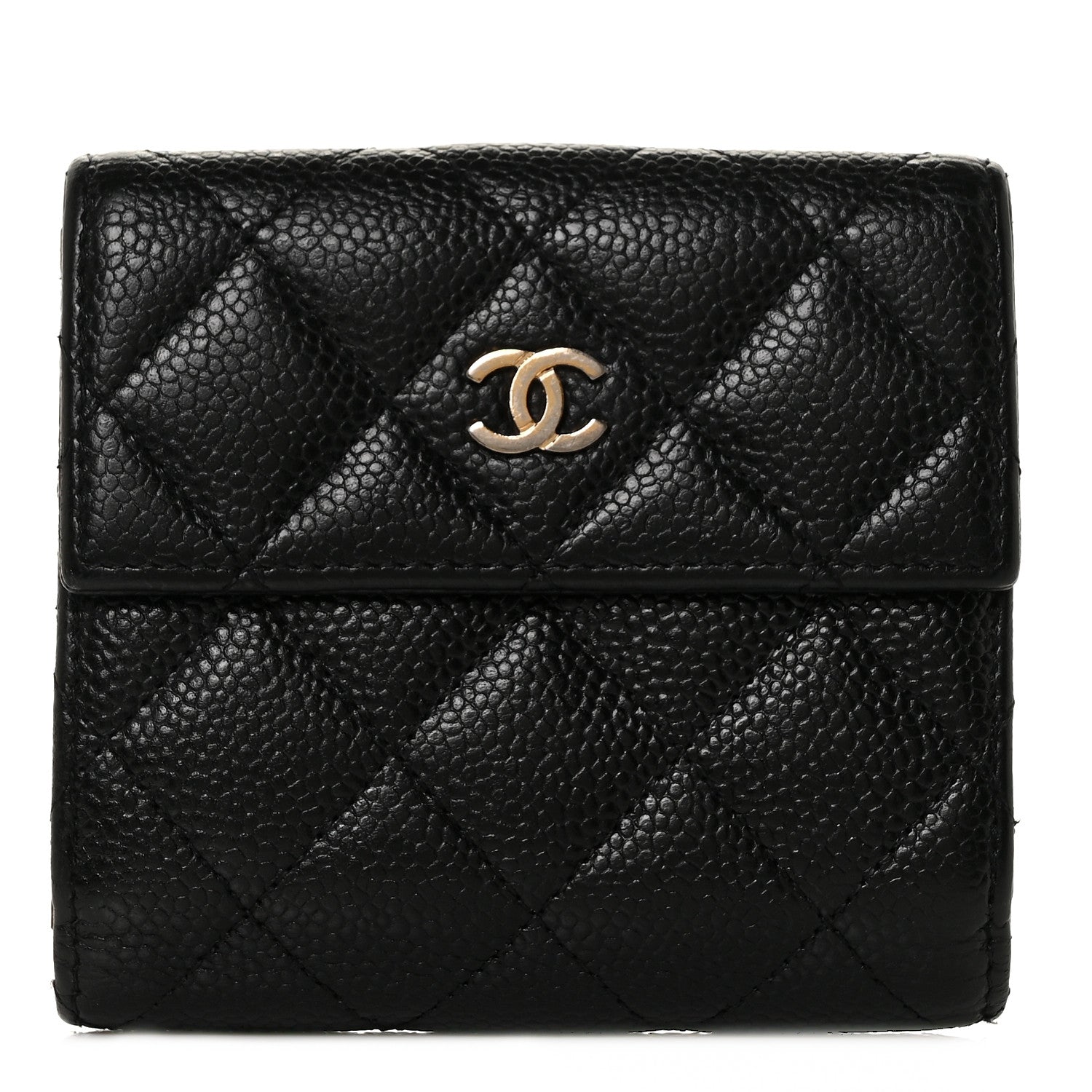 Chanel Caviar Quilted Compact French Flap Wallet Black 1 of 9