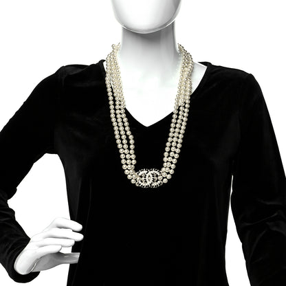 Chanel Pearl Chain Lambskin Multi-Strand CC Necklace Black Gold 2 of 5