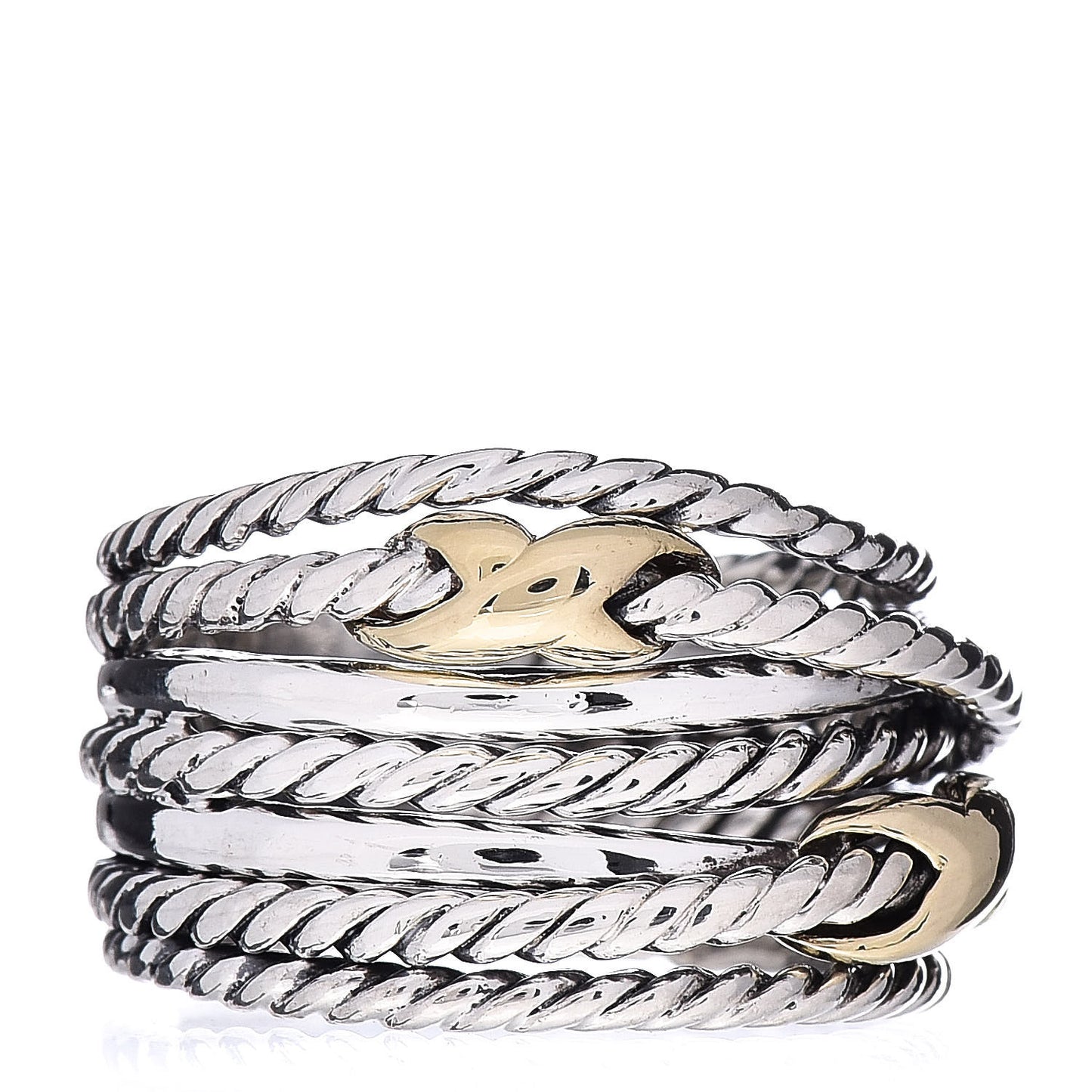 Sterling Silver 18K Yellow Gold Double X Crossover Ring 52 6