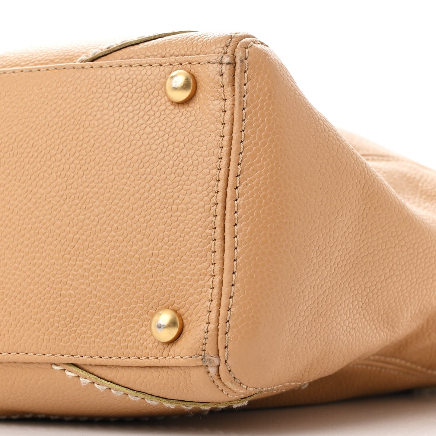 Caviar CC Stitched Medium Tote Beige