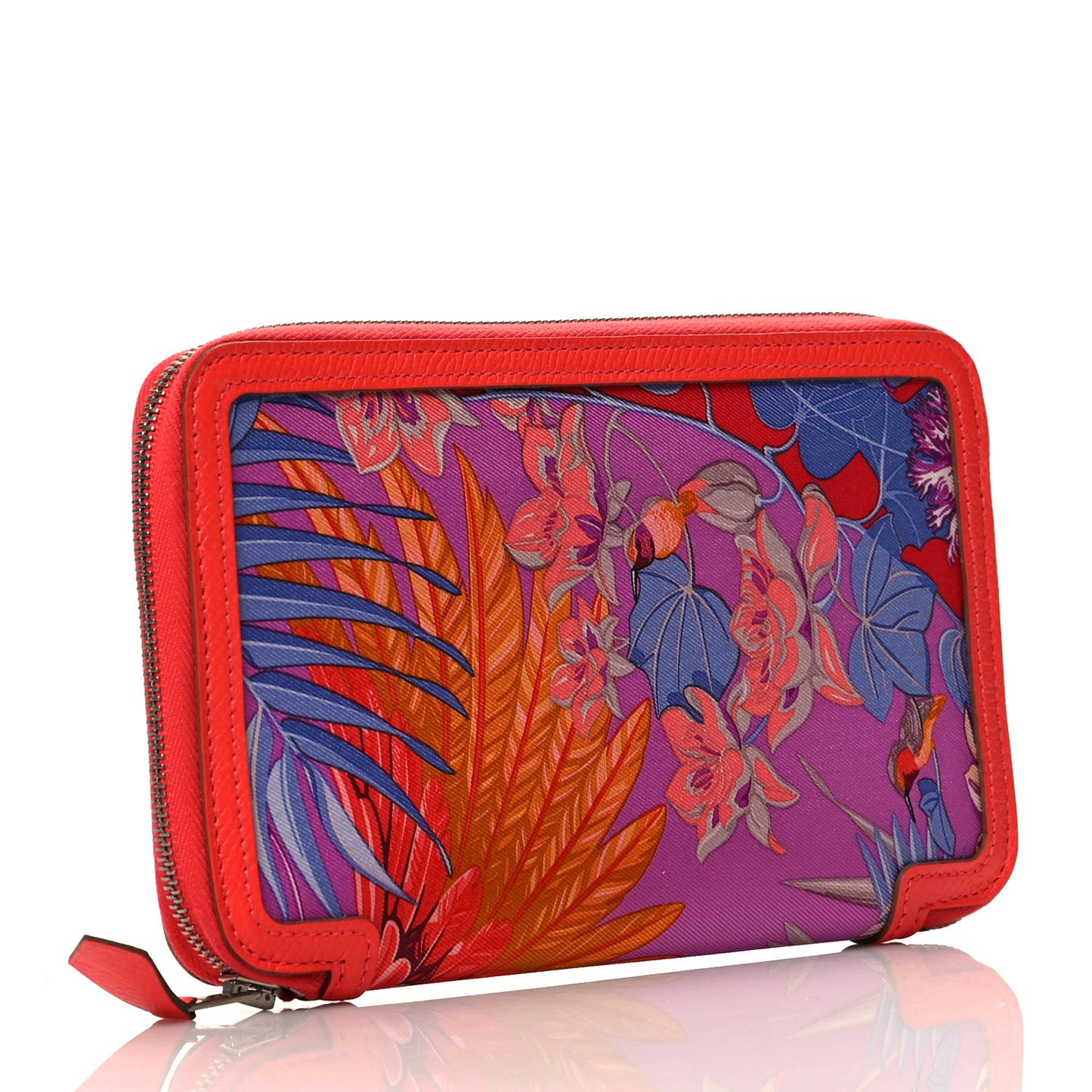 Epsom Printed Silk Flamingo Party Soie-Cool Wallet Rose Jaipur