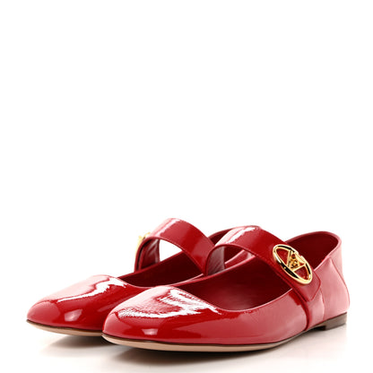 Valentino Garavani VALENTINO GARAVANI Naplack Nappa Vlogo Locker Mary Jane Collapsible Heel Ballerina Flats 40.5 Rosso Valentino 3 of 8
