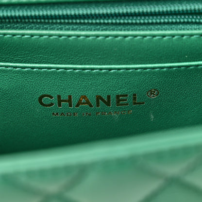 Chanel Lambskin Quilted Mini Top Handle Rectangular Flap Green 6 of 10